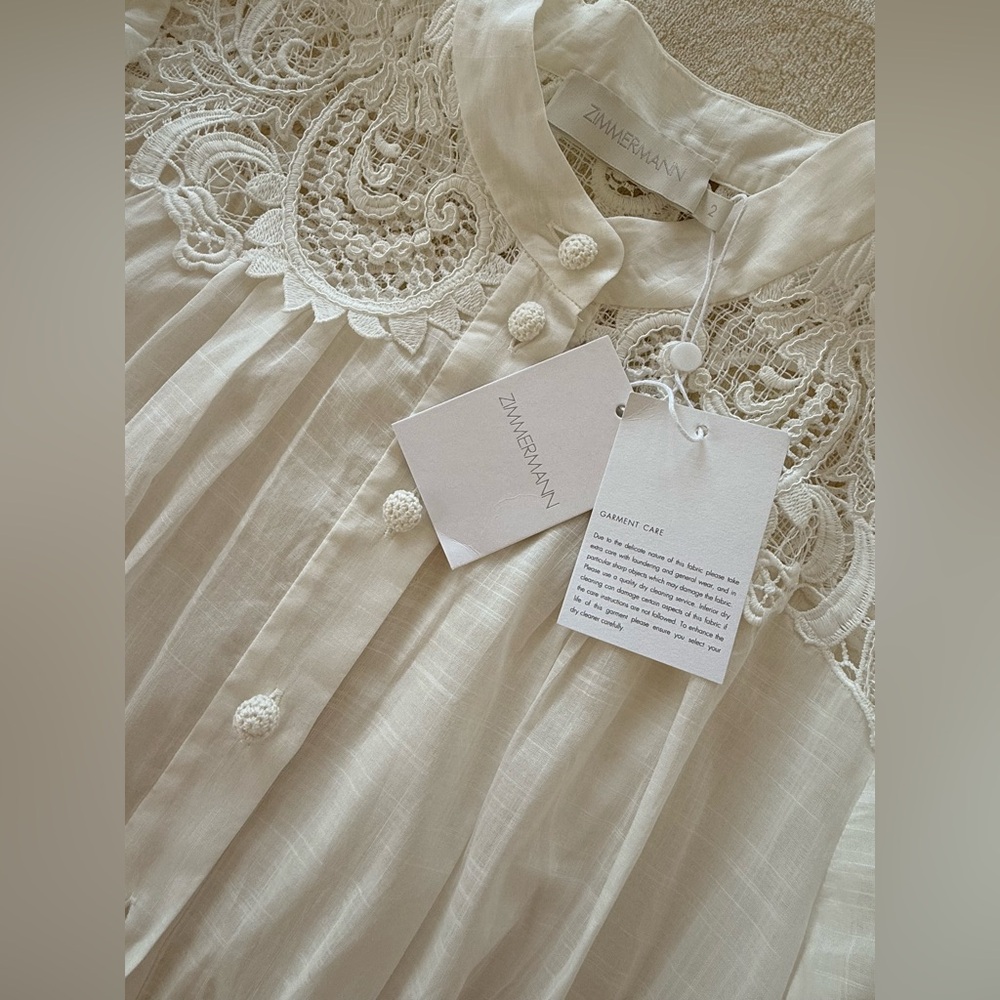 Zimmerman 100% cotton White Lace Maxi Dress - Picture 12 of 16